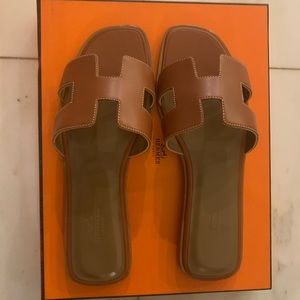 Hermès Oran Sandals 38 brown
